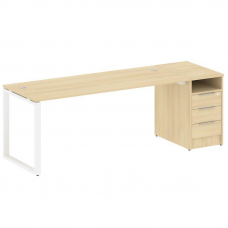 Metal System Рабочая станция с тумбой на О-образном м/к БО.РС-СТП-1.5 Акация Лорка/Металл Белый 2212