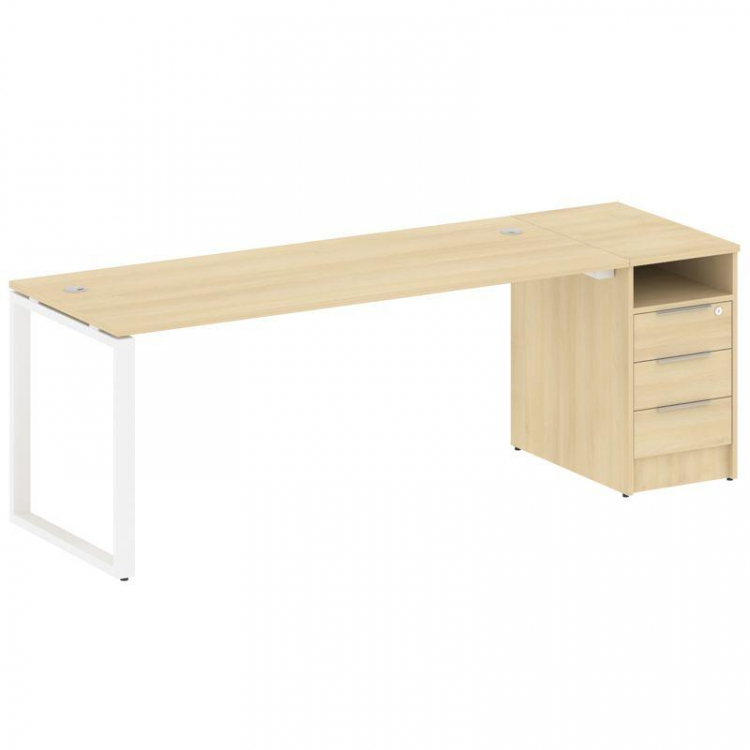 Metal System Рабочая станция с тумбой на О-образном м/к БО.РС-СТП-1.5 Акация Лорка/Металл Белый 2212