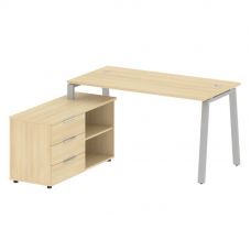 Metal System Рабочая станция с тумбой на А-образном м/к БА.РС-СТС-2.3 (L) Акация Лорка/Металл Серый