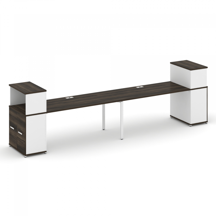 Concept Рабочая станция с опорными распаш. шкафами с надставкой низ. CN.ORS-228 W Дуб Мали/Белый Бри