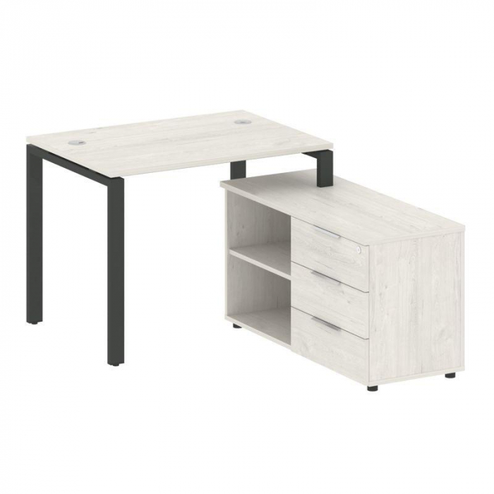 Metal System Рабочая станция с тумбой на П-образном м/к БП.РС-СТС-2.1 (R) Дуб Наварра/Металл Антраци