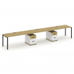 Concept Рабочая станция 3 места с 2 опорными тумбами CN.ORS-340 B Дуб Винченцо/Белый Бриллиант/Метал