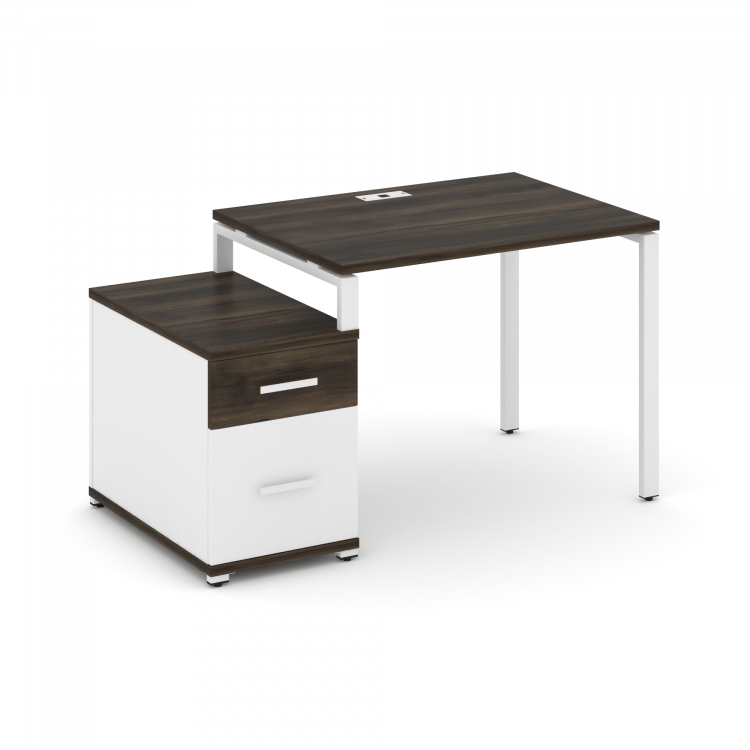 Concept Стол письменный с 1 опорной тумбой CN.SP-305 W Дуб Мали/Белый Бриллиант/Металл Белый 980/134
