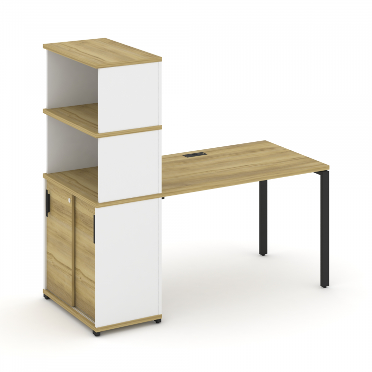 Concept Стол рабочий с опорным шкафом-купе с надставкой выс. CN.SP-242 B Дуб Винченцо/Белый Бриллиан
