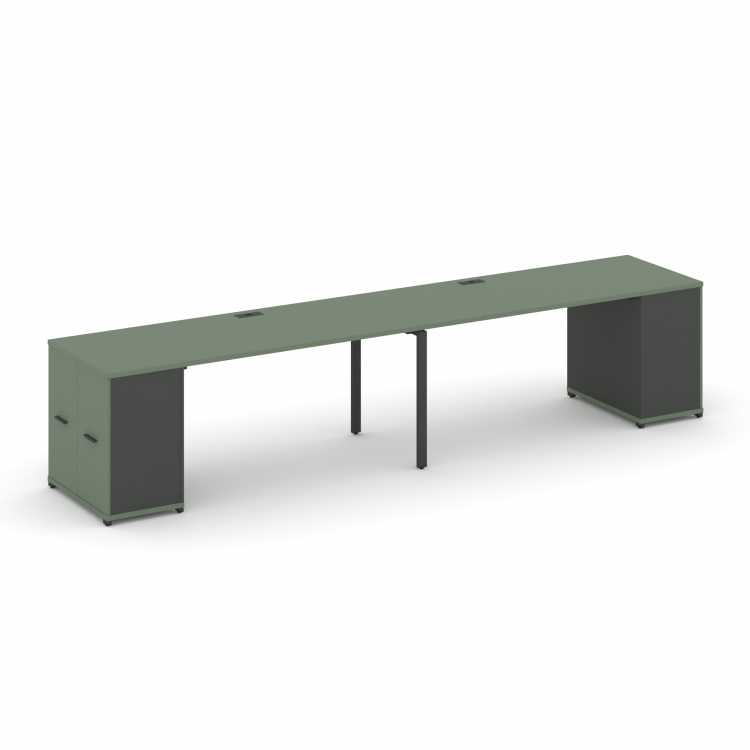 Concept Рабочая станция с опорными распаш. шкафами CN.ORS-218 A Кобо/Антрацит/Металл Антрацит 3200*7