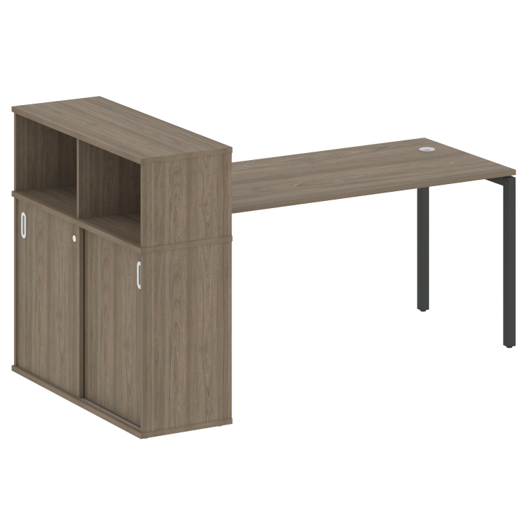 Metal System Quattro Стол письменный с шкафом-купе на П-образном м/к 40БП.РС-СШК-3.4 Т Вяз Благородн