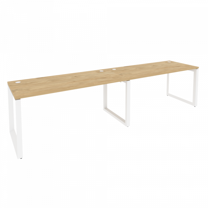 Оникс Рабочая станция на О-образном м/к O.MO-RS-2.4.7 Тиквуд Светлый/Металл Белый 3160*720*750