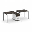 Concept Рабочая станция 2 места с 1 опорной тумбой CN.ORS-305 B Дуб Мали/Белый Бриллиант/Металл Черн