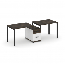 Concept Рабочая станция 2 места с 1 опорной тумбой CN.ORS-305 B Дуб Мали/Белый Бриллиант/Металл Черн
