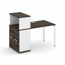 Concept Стол рабочий с опорным распаш. шкафом с надставкой низ. CN.SP-225 W Дуб Мали/Белый Бриллиант