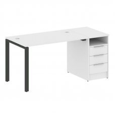 Metal System Рабочая станция с тумбой на П-образном м/к БП.РС-СТП-1.2 Белый/Металл Антрацит 1612*720