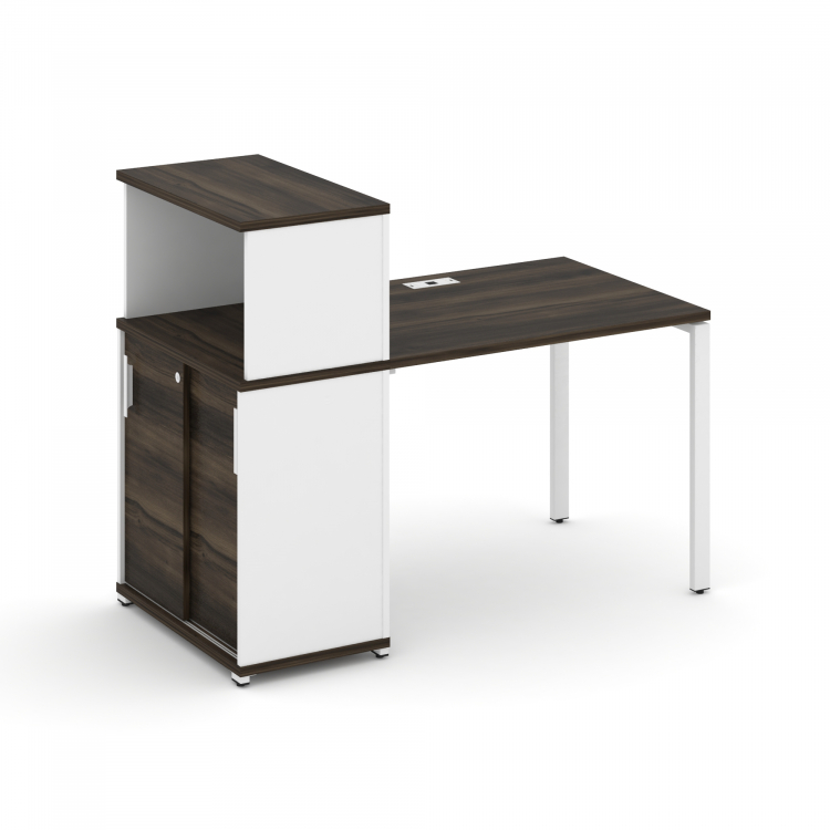 Concept Стол рабочий с опорным шкафом-купе с надставкой низ. CN.SP-237 W Дуб Мали/Белый Бриллиант/Ме