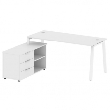 Metal System Рабочая станция с тумбой на А-образном м/к БА.РС-СТС-2.4 (L) Белый/Металл Белый 1700*15