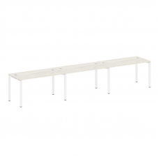 Metal System Рабочая станция на 3 места на П-образном м/к БП.СМ-3.3 Дуб Наварра/Металл Белый 4200*72