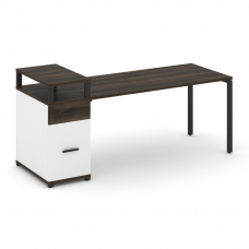 Concept Стол рабочий с 1 опорной тумбой CN.SP-416 B Дуб Мали/Белый Бриллиант/Металл Черный 2000*720*