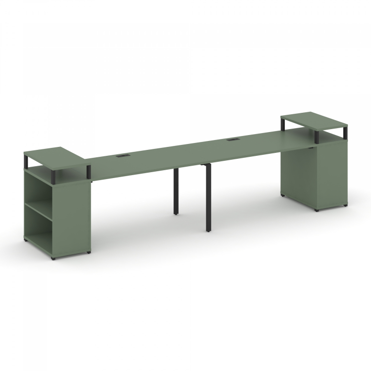 Concept Рабочая станция с опорными стеллажами с верх. горизонтами CN.ORS-206 Кобо/Металл Черный 3200