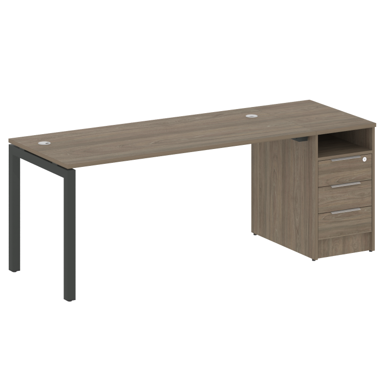 Metal System Quattro Рабочая станция с тумбой на П-образном м/к 50БП.РС-СТП-1.4 Вяз Благородный/Мета