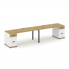 Concept Рабочая станция 2 места с 2 опорными тумбами CN.ORS-415 B Дуб Винченцо/Белый Бриллиант/Метал