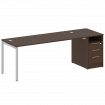 Metal System Quattro Рабочая станция с тумбой на П-образном м/к 40БП.РС-СТП-1.5 Венге Цаво/Металл Се