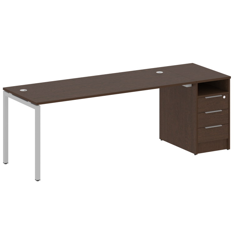 Metal System Quattro Рабочая станция с тумбой на П-образном м/к 40БП.РС-СТП-1.5 Венге Цаво/Металл Се