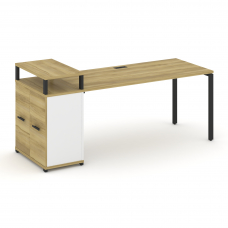 Concept Стол рабочий с опорным распаш. шкафом с верх. горизонтом CN.SP-224 B Дуб Винченцо/Белый Бри