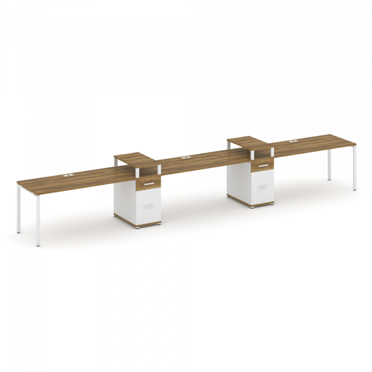 Concept Рабочая станция 3 места с 2 опорными тумбами CN.ORS-456 W Сандал Янтарный/Белый Бриллиант/Ме