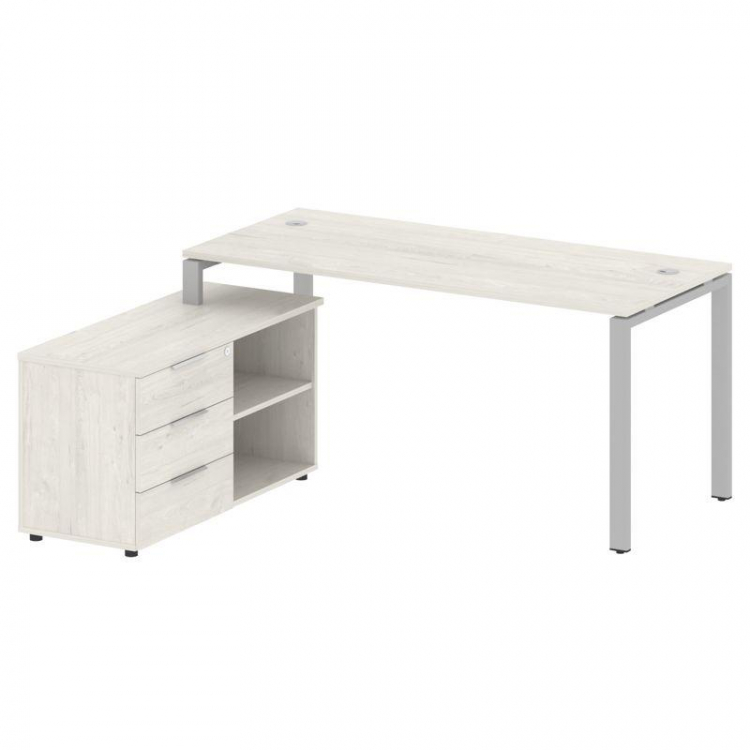 Metal System Рабочая станция с тумбой на П-образном м/к БП.РС-СТС-2.4 (L) Дуб Наварра/Металл Серый 1