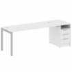Metal System Quattro Рабочая станция с тумбой на П-образном м/к 50БП.РС-СТП-1.5 Белый/Металл Серый 2