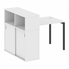 Metal System Quattro Стол письменный с шкафом-купе на П-образном м/к 40БП.РС-СШК-3.1 Т Белый/Металл