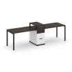 Concept Рабочая станция 2 места с 1 опорной тумбой CN.ORS-422 B Дуб Мали/Белый Бриллиант/Металл Черн