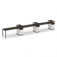 Concept Рабочая станция 3 места с 3 опорными тумбами CN.ORS-464 B Дуб Мали/Белый Бриллиант/Металл Че