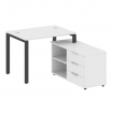 Metal System Рабочая станция с тумбой на П-образном м/к БП.РС-СТС-2.1 (R) Белый/Металл Антрацит 1100