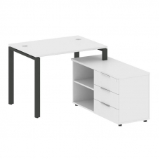 Metal System Рабочая станция с тумбой на П-образном м/к БП.РС-СТС-2.1 (R) Белый/Металл Антрацит 1100