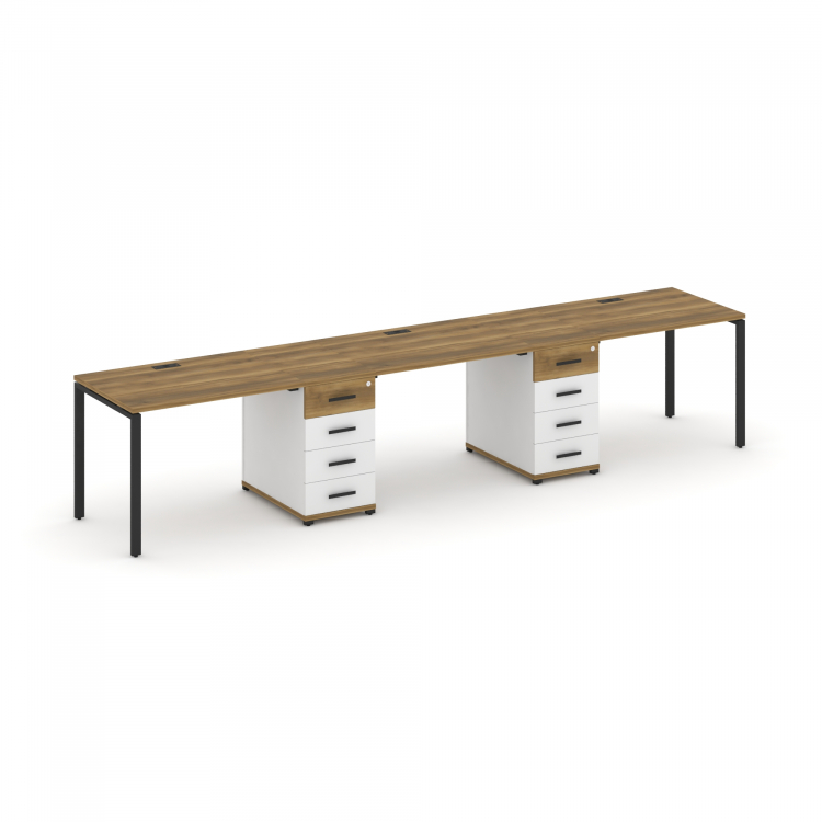 Concept Рабочая станция 3 места с 2 опорными тумбами CN.ORS-433 B Сандал Янтарный/Белый Бриллиант/Ме