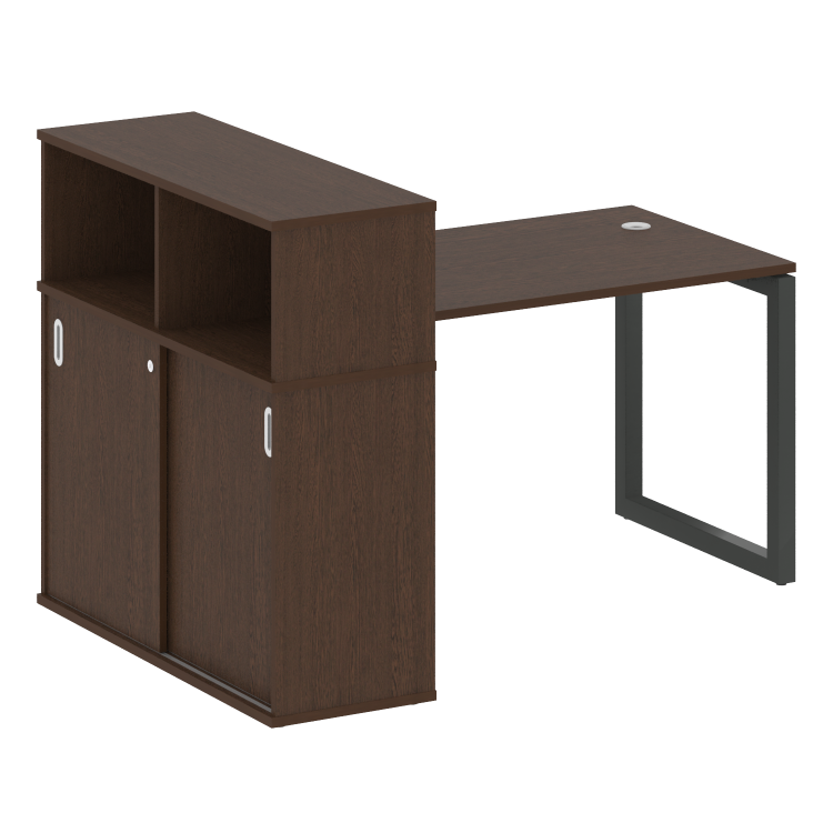 Metal System Quattro Стол письменный с шкафом-купе на О-образном м/к 50БО.РС-СШК-3.2 Т Венге Цаво/Ме