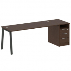 Metal System Рабочая станция с тумбой на А-образном м/к БА.РС-СТП-1.5 Венге Цаво/Металл Антрацит 221