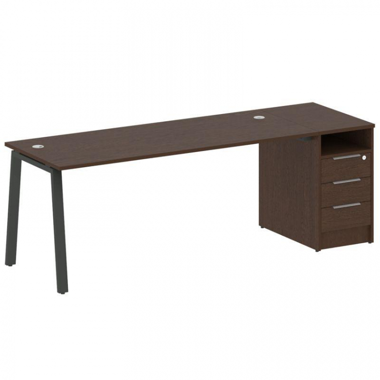 Metal System Рабочая станция с тумбой на А-образном м/к БА.РС-СТП-1.5 Венге Цаво/Металл Антрацит 221