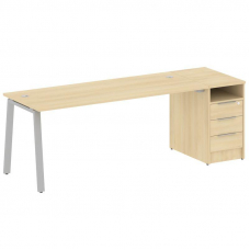 Metal System Рабочая станция с тумбой на А-образном м/к БА.РС-СТП-1.5 Акация Лорка/Металл Серый 2212