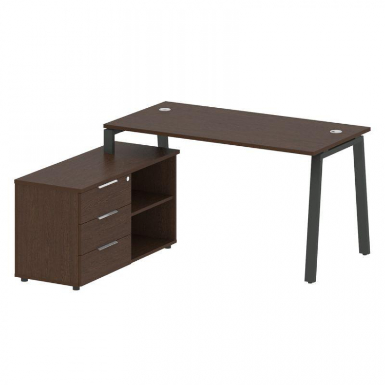 Metal System Рабочая станция с тумбой на А-образном м/к БА.РС-СТС-2.3 (L) Венге Цаво/Металл Антрацит