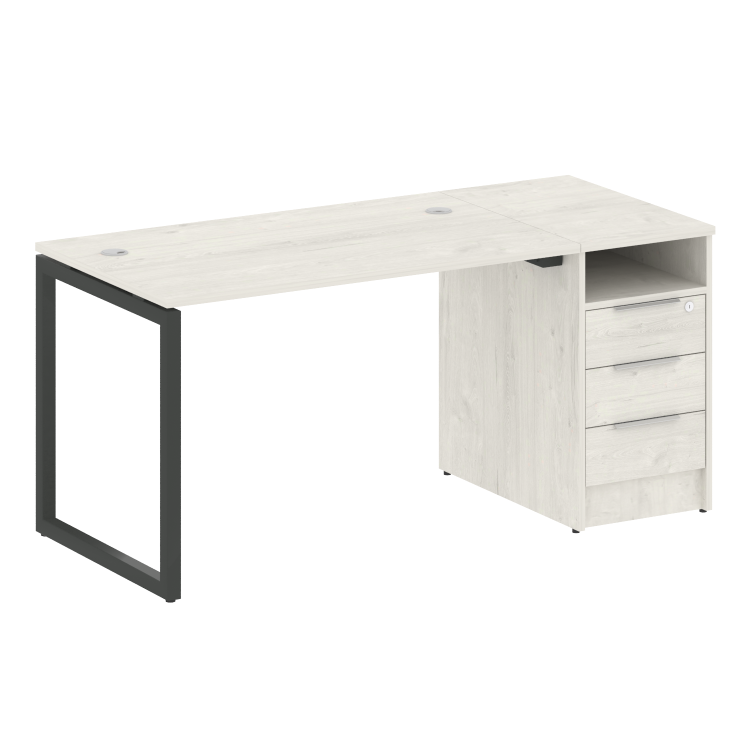 Metal System Quattro Рабочая станция с тумбой на О-образном м/к 40БО.РС-СТП-1.2 Дуб Наварра/Металл А