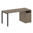 Metal System Рабочая станция с тумбой на П-образном м/к БП.РС-СТП-1.2 Вяз Благородный/Металл Антраци