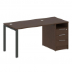 Metal System Рабочая станция с тумбой на П-образном м/к БП.РС-СТП-1.2 Венге Цаво/Металл Антрацит 161
