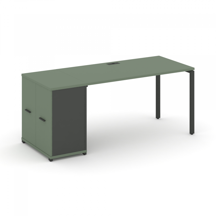 Concept Стол рабочий с опорным распаш. шкафом CN.SP-219 A Кобо/Антрацит/Металл Антрацит 1800*720*750