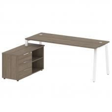 Metal System Рабочая станция с тумбой на А-образном м/к БА.РС-СТС-2.5 (L) Вяз Благородный/Металл Бел