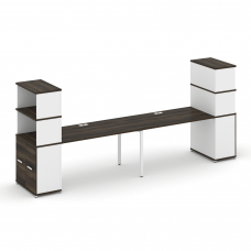 Concept Рабочая станция с опорными распаш. шкафами с надставкой выс. CN.ORS-231 W Дуб Мали/Белый Бри