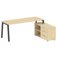 Metal System Рабочая станция с тумбой на А-образном м/к БА.РС-СТС-2.5 (R) Акация Лорка/Металл Антрац