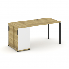 Concept Стол рабочий с опорным шкафом-купе CN.SP-234 B Дуб Винченцо/Белый Бриллиант/Металл Черный 16