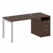 Metal System Quattro Рабочая станция с тумбой на П-образном м/к 50БП.РС-СТП-1.2 Венге Цаво/Металл Се