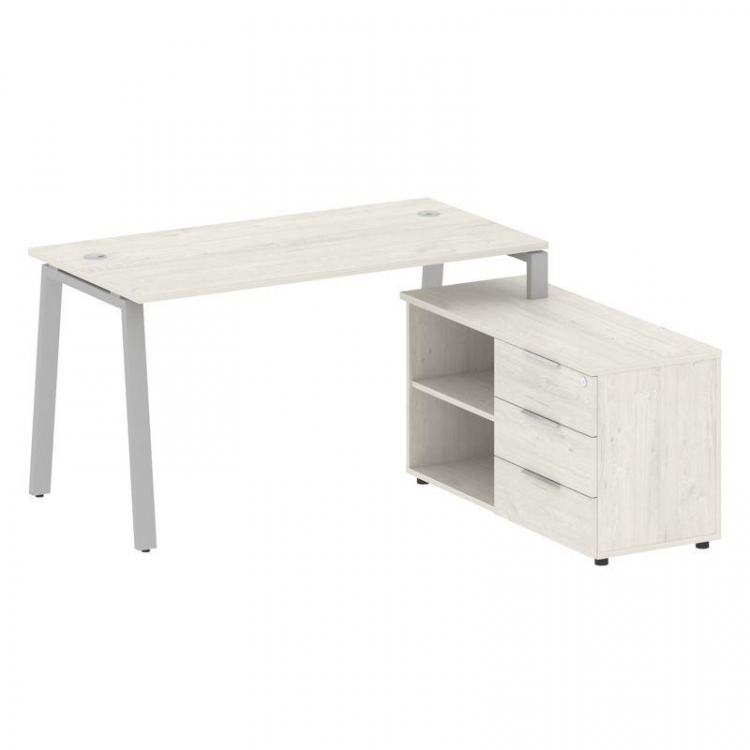 Metal System Рабочая станция с тумбой на А-образном м/к БА.РС-СТС-2.3 (R) Дуб Наварра/Металл Серый 1