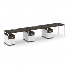 Concept Рабочая станция 3 места с 3 опорными тумбами CN.ORS-343 W Дуб Мали/Белый Бриллиант/Металл Бе